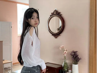 Lina Malafit Mood Ribbon Shoulder Team Loose Knit
