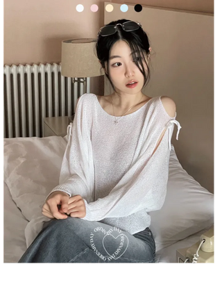 Lina Malafit Mood Ribbon Shoulder Team Loose Knit