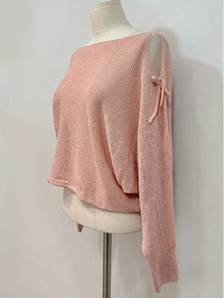 Lina Malafit Mood Ribbon Shoulder Team Loose Knit