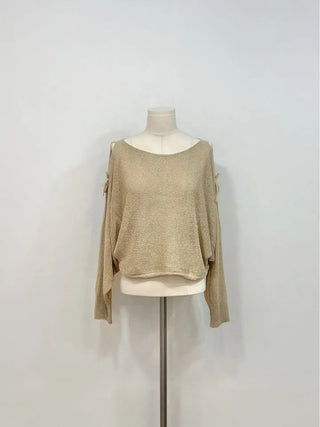 Lina Malafit Mood Ribbon Shoulder Team Loose Knit