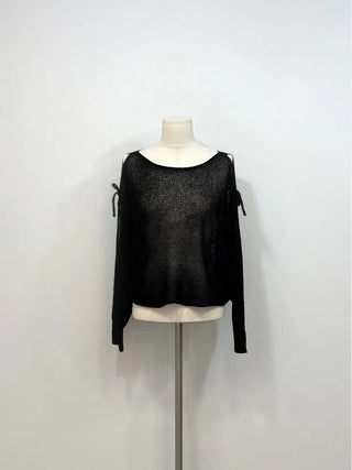 Lina Malafit Mood Ribbon Shoulder Team Loose Knit