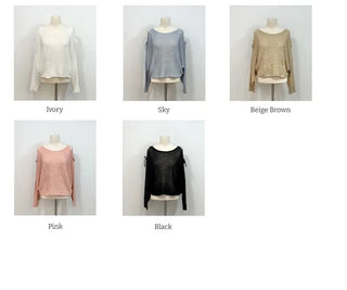 Lina Malafit Mood Ribbon Shoulder Team Loose Knit