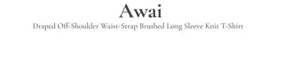 Awai drape off-shoulder waist strap outer fleece long sleeve knit t-shirt