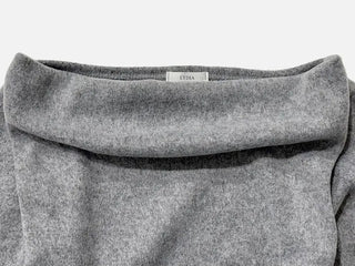 Awai drape off-shoulder waist strap outer fleece long sleeve knit t-shirt