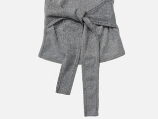 Awai drape off-shoulder waist strap outer fleece long sleeve knit t-shirt