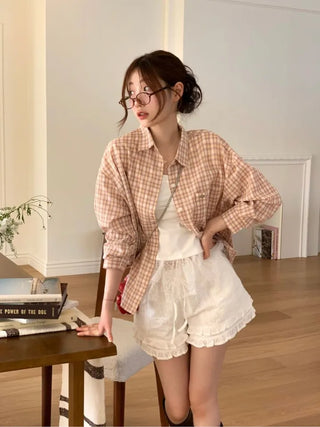 Morebi dot lace muffler layered frill cancan short sleeve t-shirt set