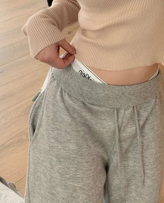 Hazel shoulder strap off-shoulder loose fit glam long sleeve rib knit