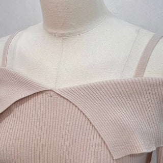 Hazel shoulder strap off-shoulder loose fit glam long sleeve rib knit