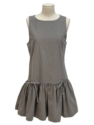 Sage Double Ribbon Strap Flare Layered Bustier Sleeveless Mini Dress