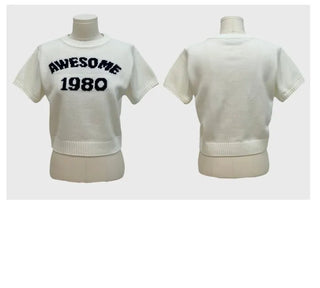 Atore Lettering Shibori Crop Short Sleeve Knit
