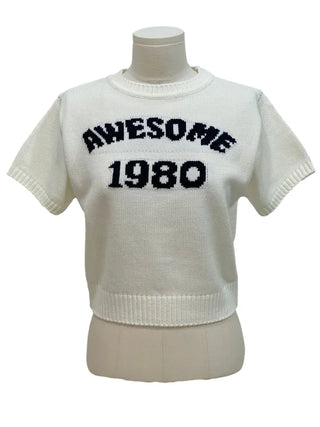 Atore Lettering Shibori Crop Short Sleeve Knit