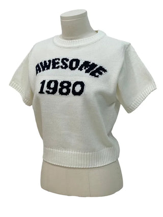 Atore Lettering Shibori Crop Short Sleeve Knit