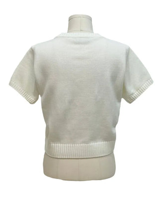 Atore Lettering Shibori Crop Short Sleeve Knit
