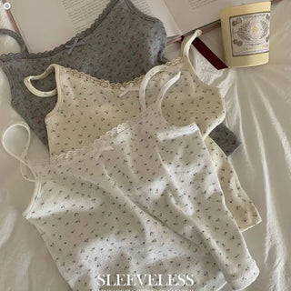 Dandelion Flower Lace Ribbon Crop Sleeveless