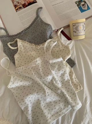 Dandelion Flower Lace Ribbon Crop Sleeveless