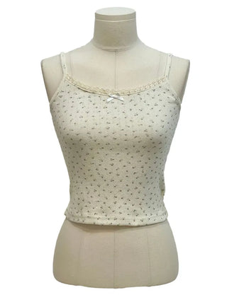 Dandelion Flower Lace Ribbon Crop Sleeveless