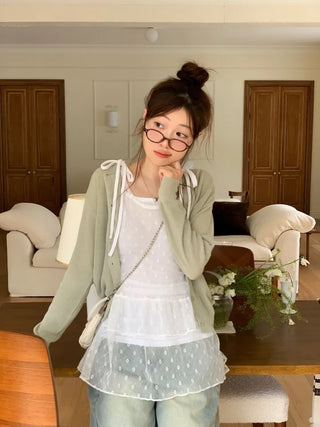 Burp-free slim fit daily button knit cardigan