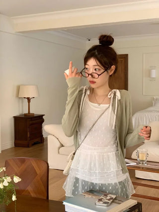 Burp-free slim fit daily button knit cardigan