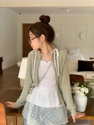 Burp-free slim fit daily button knit cardigan