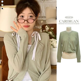 Burp-free slim fit daily button knit cardigan