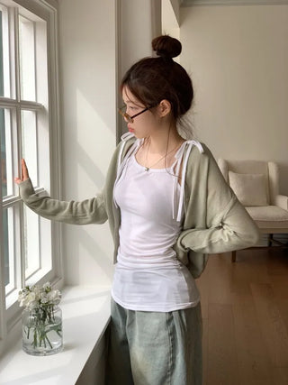 Burp-free slim fit daily button knit cardigan