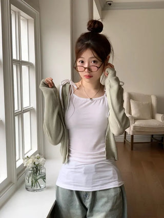 Burp-free slim fit daily button knit cardigan