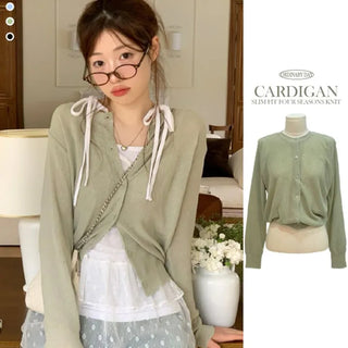 Burp-free slim fit daily button knit cardigan