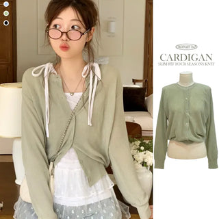 Burp-free slim fit daily button knit cardigan