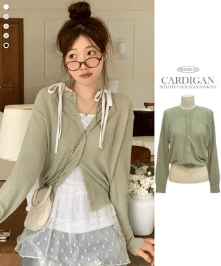 Burp-free slim fit daily button knit cardigan