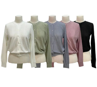Burp-free slim fit daily button knit cardigan