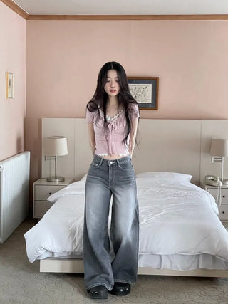 Brini Ribbon Golji Strap Shirring Short Sleeve T-Shirt