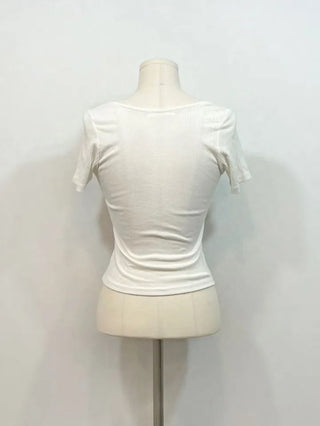 Brini Ribbon Golji Strap Shirring Short Sleeve T-Shirt