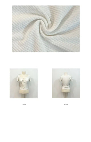 Brini Ribbon Golji Strap Shirring Short Sleeve T-Shirt