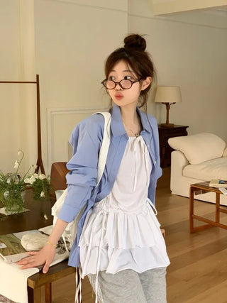 Bake Frill Cancan Ribbon String Sleeveless Bustier Layered Mini One Piece