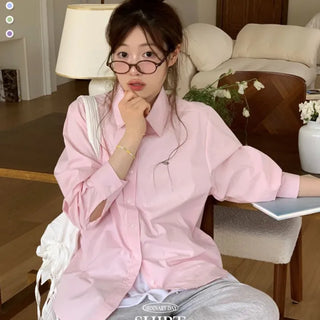 Smoothie Pastel Symbol Pendant Loose Fit Long Sleeve Cotton Shirt
