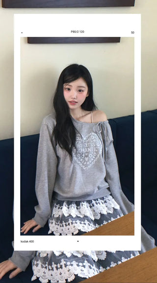 Bloomy See-Through Lace Layered Banding Skirt