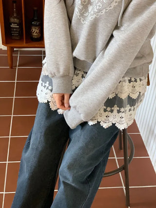 Bloomy See-Through Lace Layered Banding Skirt