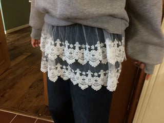 Bloomy See-Through Lace Layered Banding Skirt