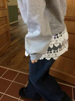 Bloomy See-Through Lace Layered Banding Skirt