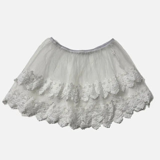 Bloomy See-Through Lace Layered Banding Skirt