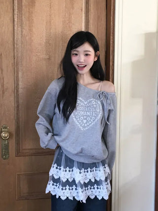 Bloomy See-Through Lace Layered Banding Skirt