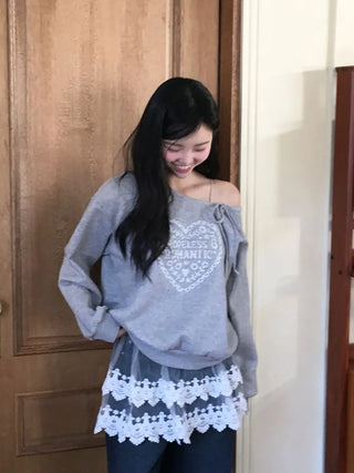 Bloomy See-Through Lace Layered Banding Skirt