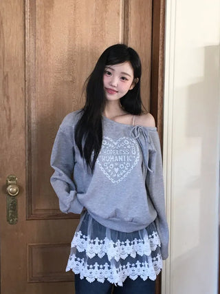 Bloomy See-Through Lace Layered Banding Skirt