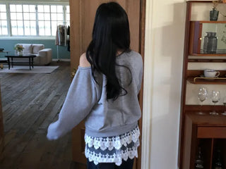 Bloomy See-Through Lace Layered Banding Skirt