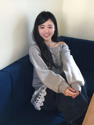 Bloomy See-Through Lace Layered Banding Skirt