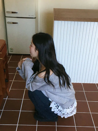 Bloomy See-Through Lace Layered Banding Skirt