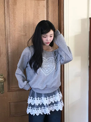 Bloomy See-Through Lace Layered Banding Skirt