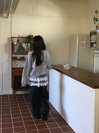 Bloomy See-Through Lace Layered Banding Skirt