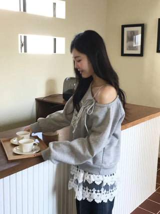 Bloomy See-Through Lace Layered Banding Skirt