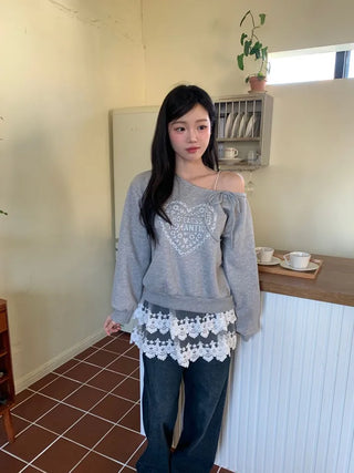 Bloomy See-Through Lace Layered Banding Skirt